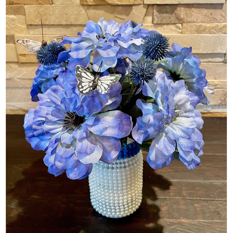 Primrue Butterfly Blue Centerpiece in Vase Wayfair